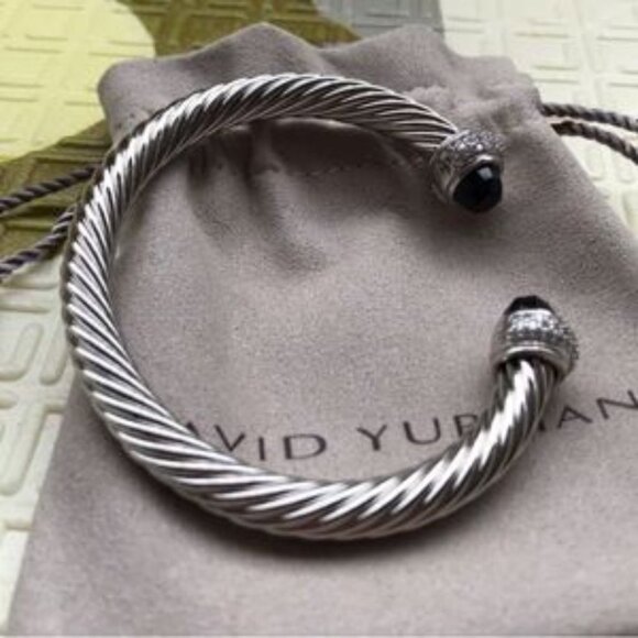 David Yurman Black Onyx Bracelet w Diamonds -7mm - Picture 3 of 5